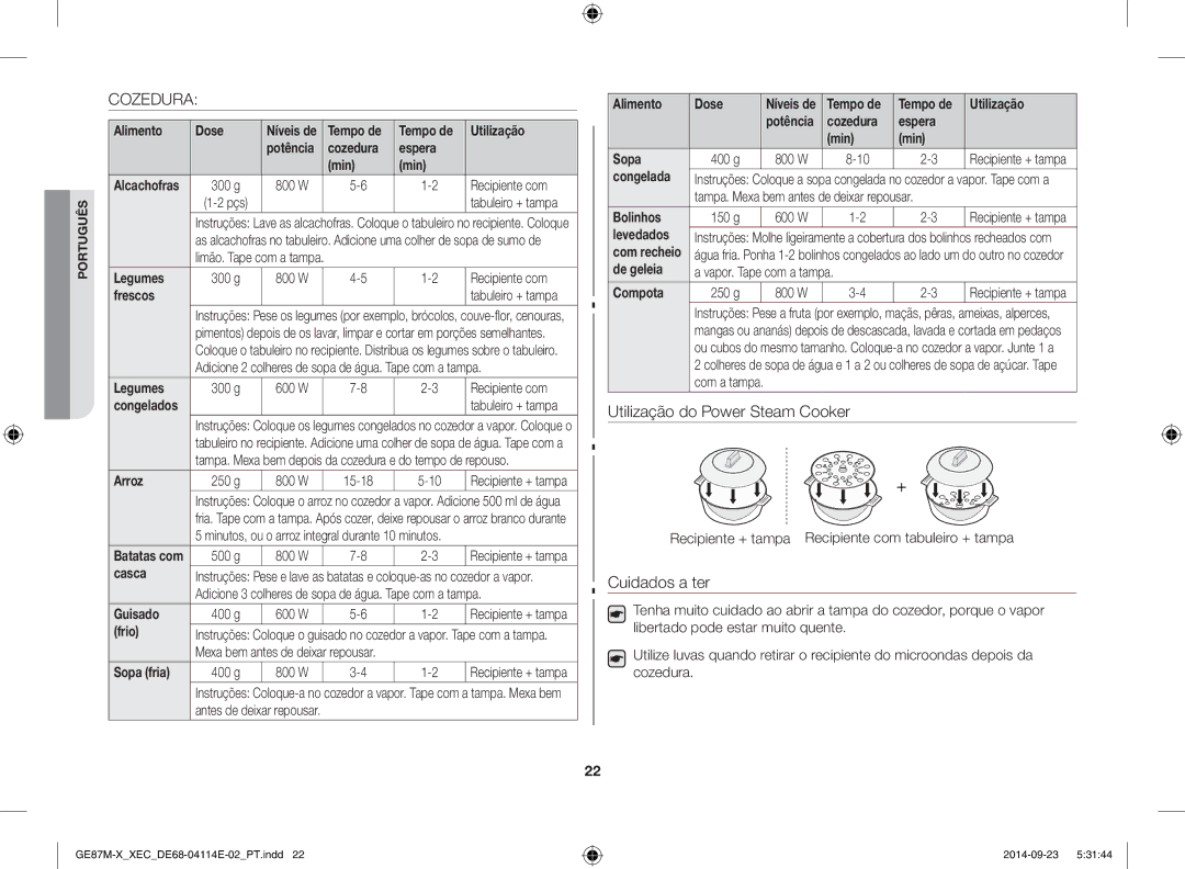 Samsung GE87M-X/XEC manual Cozedura 