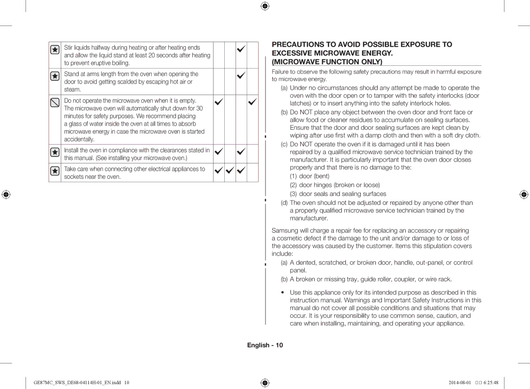 Samsung GE87MC/SWS manual English 