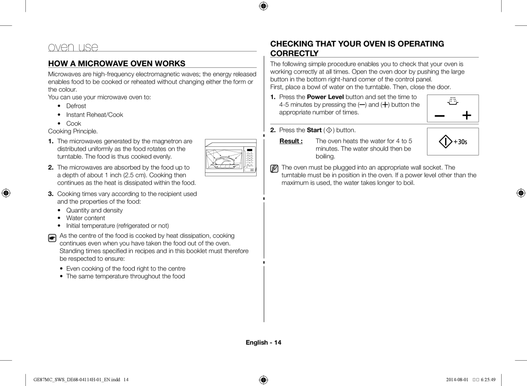 Samsung GE87MC/SWS manual Oven use, How a microwave oven works, Checking that your oven is operating correctly 