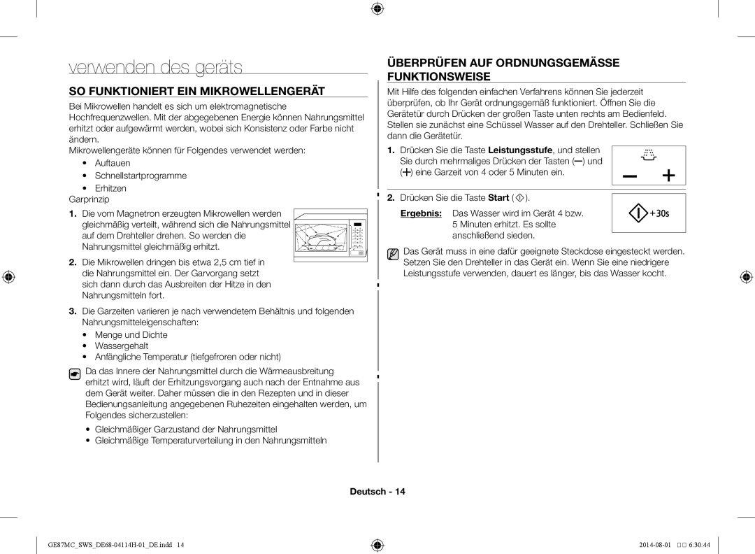 Samsung GE87MC/SWS manual Verwenden des geräts, So funktioniert ein Mikrowellengerät 