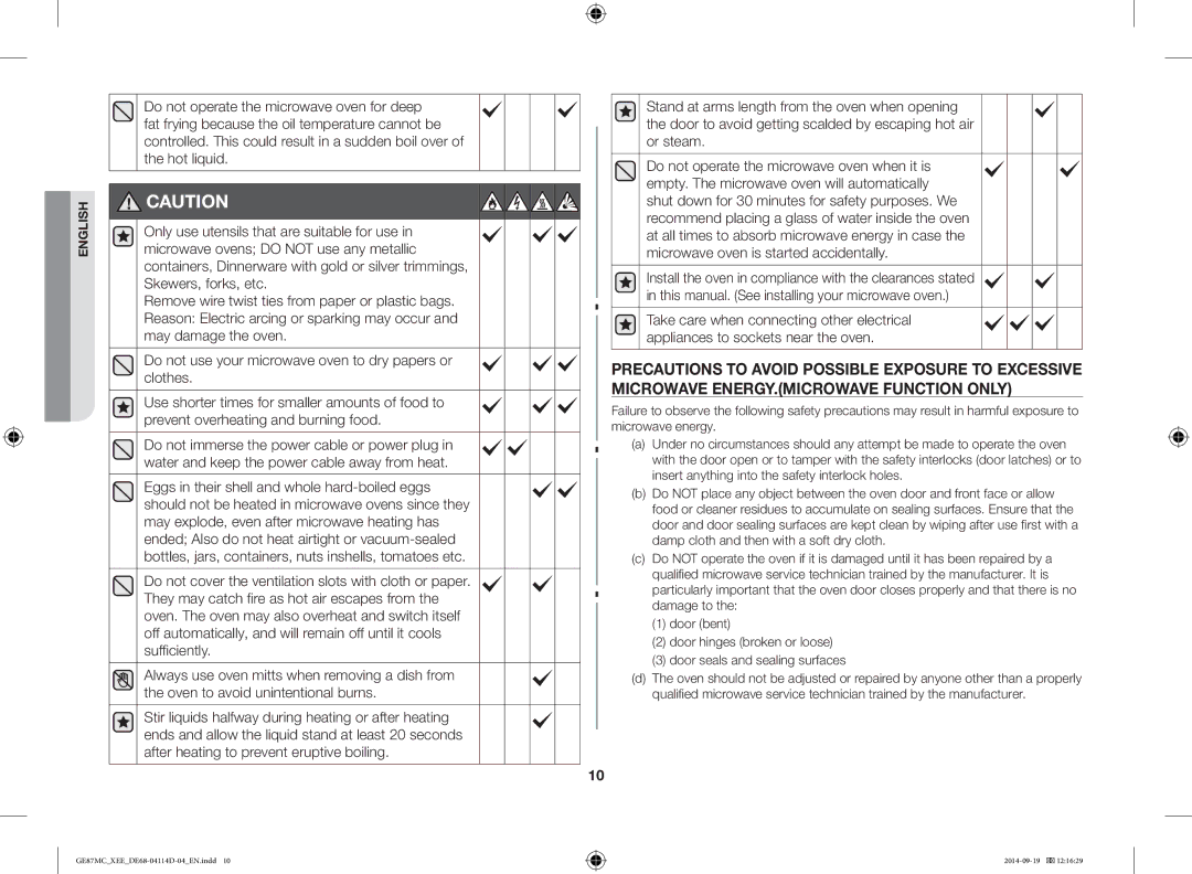 Samsung GE87MC/XEE manual English 