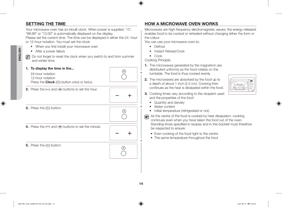 Samsung GE87MC/XEE manual Setting the Time, HOW a Microwave Oven Works, To display the time 