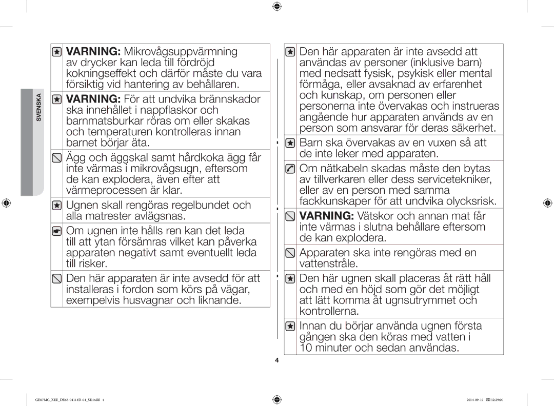 Samsung GE87MC/XEE manual Svenska 