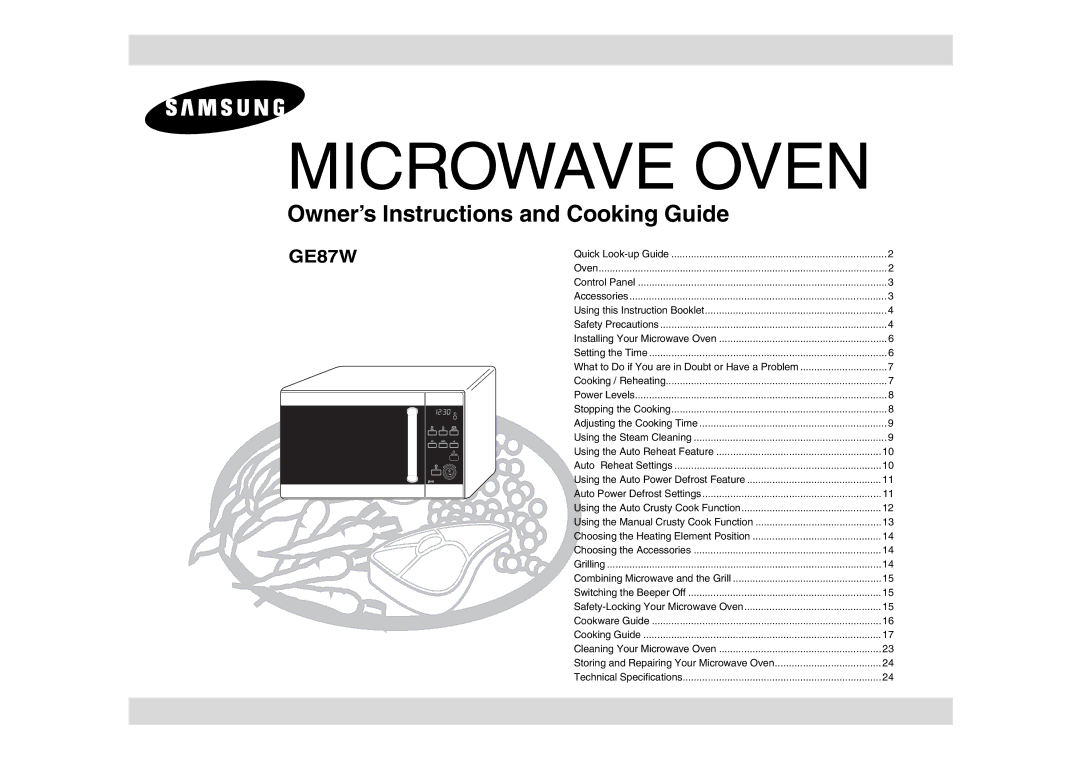 Samsung GE87W-S/ERP, GE87W/ERP manual Microwave Oven 