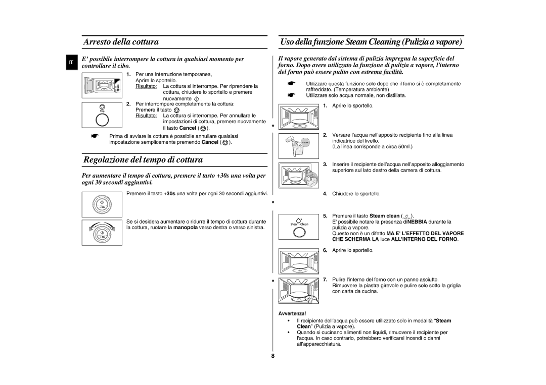 Samsung GE87Y-S/XET, GE87Y/XET manual Arresto della cottura, Regolazione del tempo di cottura 