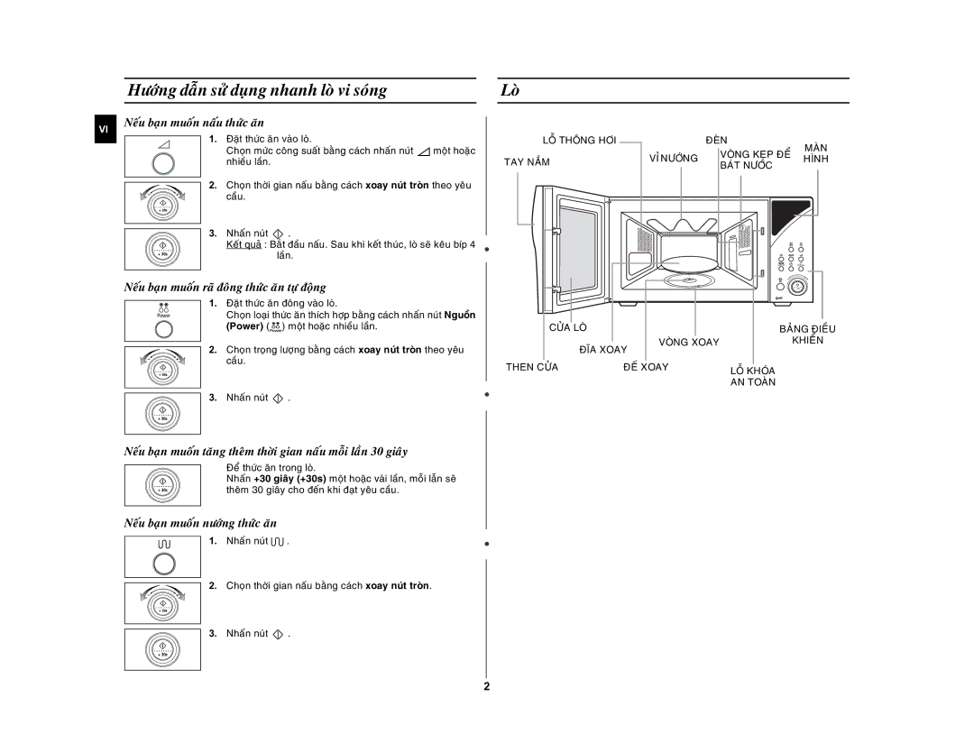 Samsung GE87Y/XSV manual Höôùng daãn söû duïng nhanh loø vi soùng, Loø, Neáu baïn muoán naáu thöùc aên 