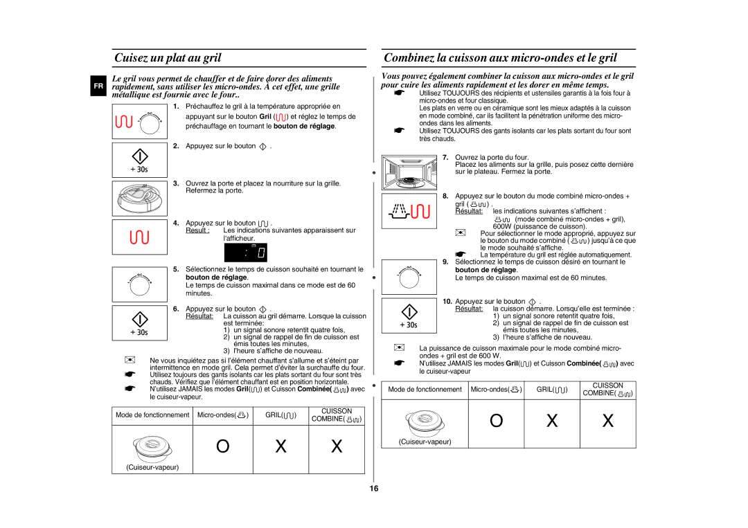 Samsung GE89APST-R/XEF manual Cuisez un plat au gril, Combinez la cuisson aux micro-ondes et le gril, Bouton de réglage 