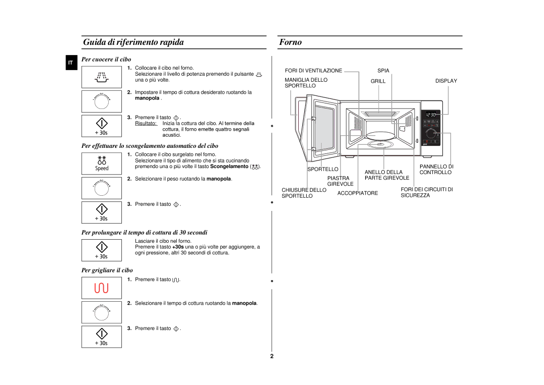 Samsung GE89APST-S/XET manual Guida di riferimento rapida, Forno 