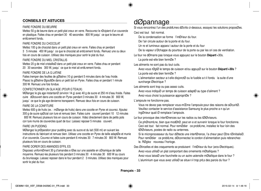 Samsung GE89M-1SX/XEF manual Dépannage, Conseils ET Astuces 