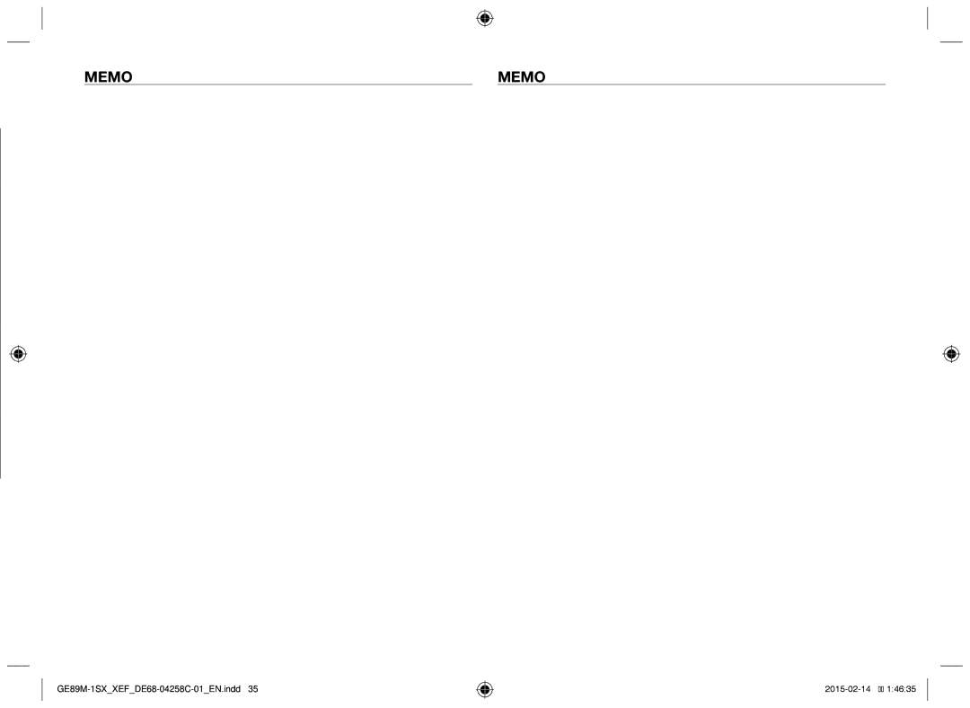 Samsung GE89M-1SX/XEF manual Memo 