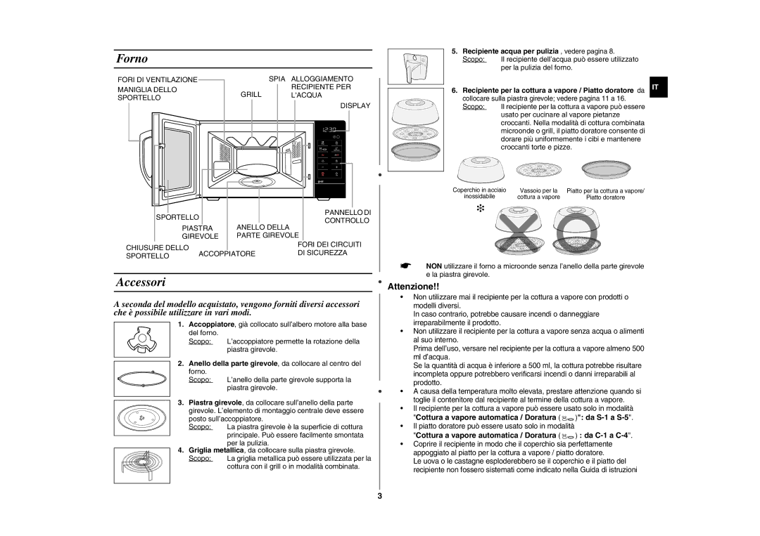 Samsung GE89ME-B/XET manual Forno, Accessori 