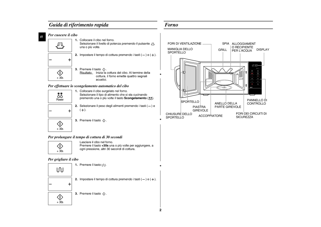 Samsung GE89MP-S/XET manual Guida di riferimento rapida, Forno 