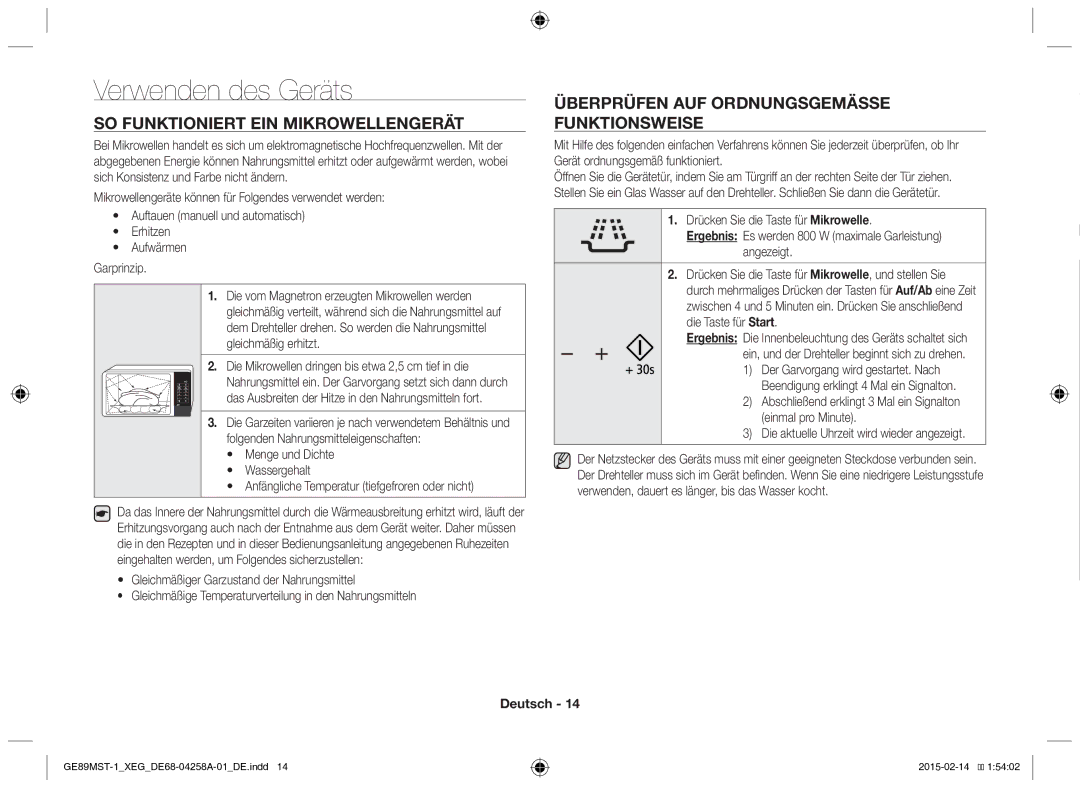 Samsung GE89MST-1/XEG manual Verwenden des Geräts, SO Funktioniert EIN Mikrowellengerät 