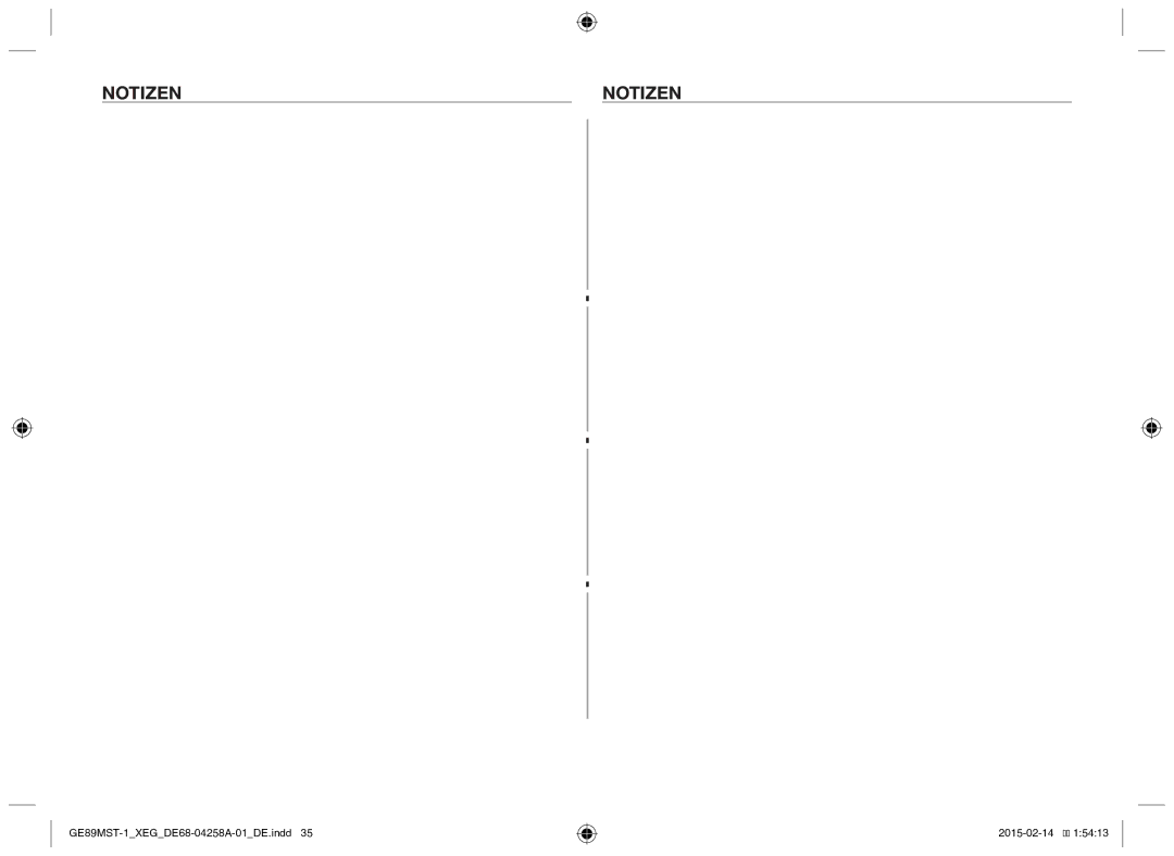 Samsung GE89MST-1/XEG manual Notizen 