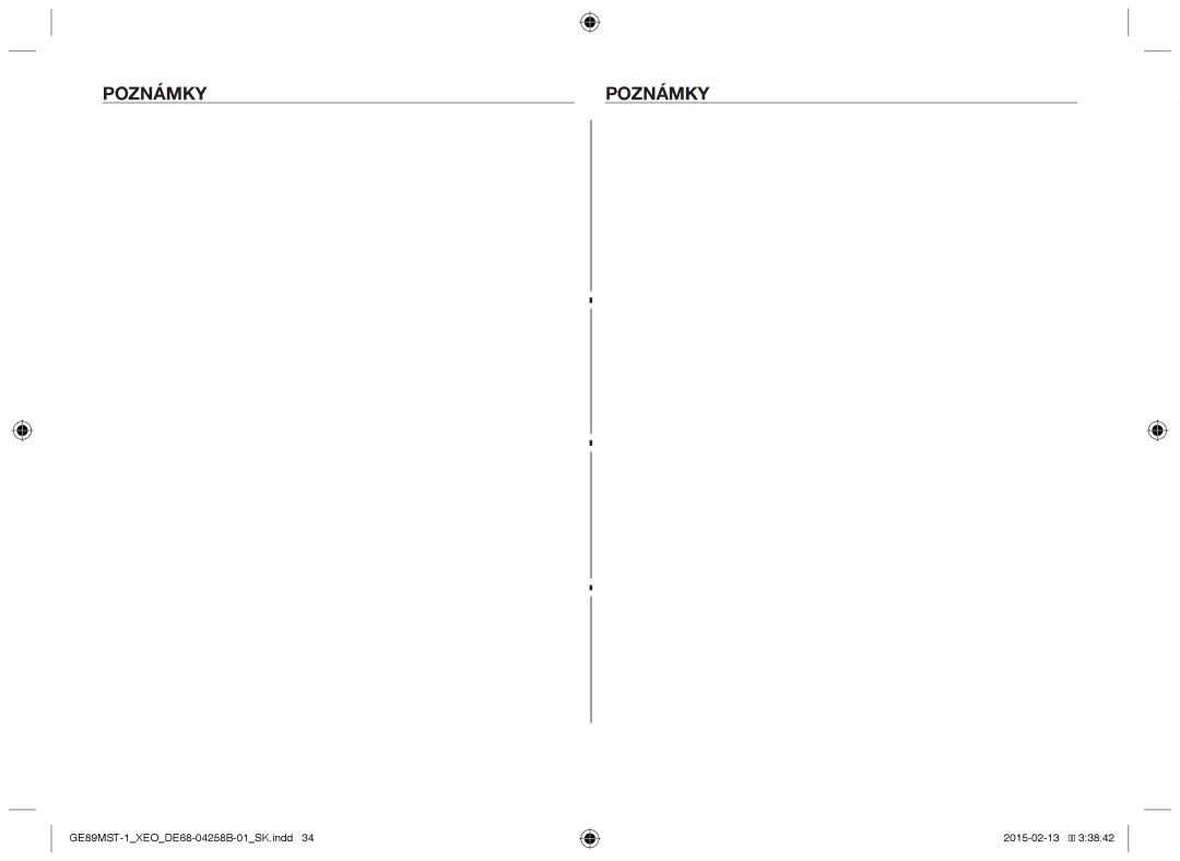 Samsung GE89MST-1/XEG manual GE89MST-1XEODE68-04258B-01SK.indd 2015-02-13 33842 