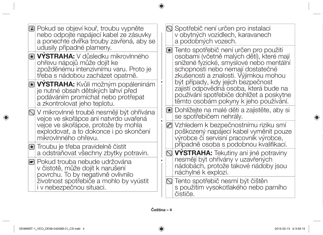 Samsung GE89MST-1/XEG manual Čeština 