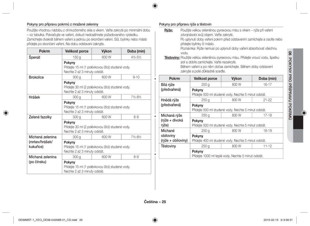 Samsung GE89MST-1/XEG manual Výkon Doba min 