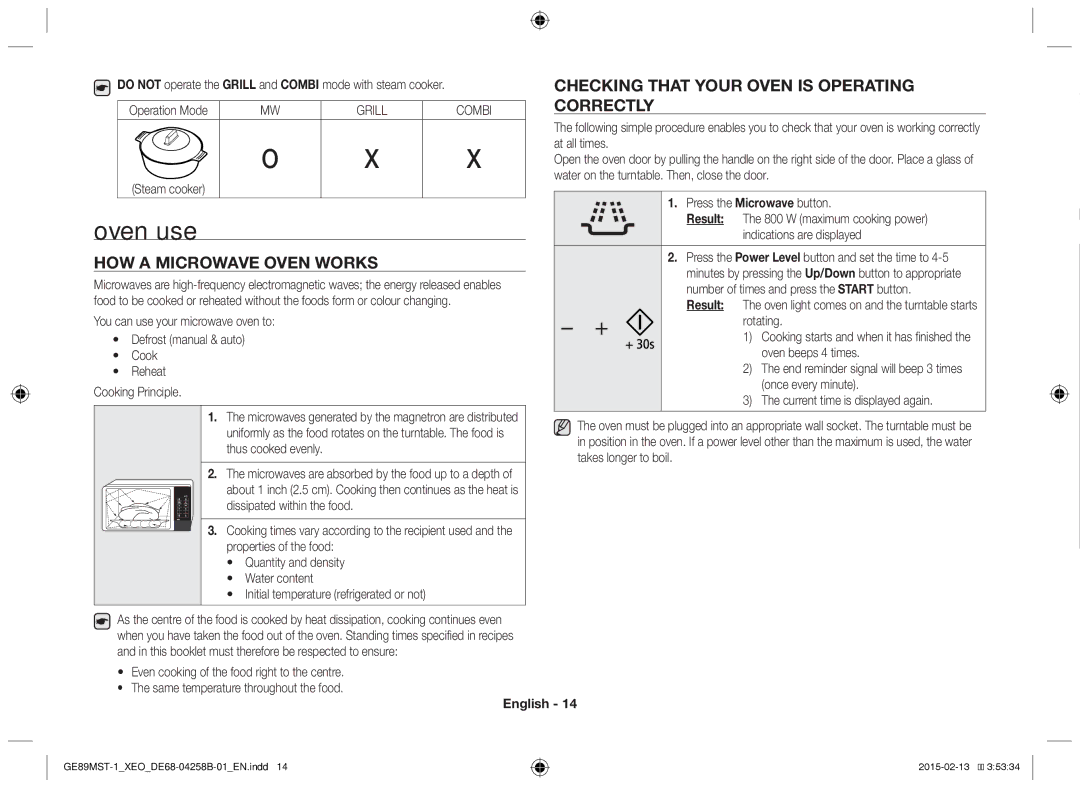 Samsung GE89MST-1/XEG manual Checking that your oven is operating, Correctly, How a microwave oven works, Result 