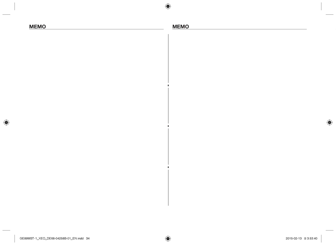 Samsung GE89MST-1/XEG manual Memo 