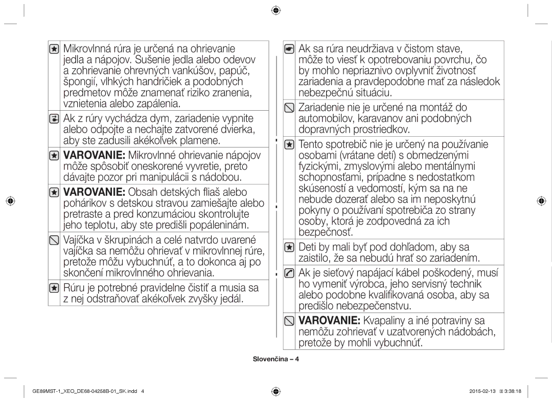 Samsung GE89MST-1/XEG manual Slovenčina 