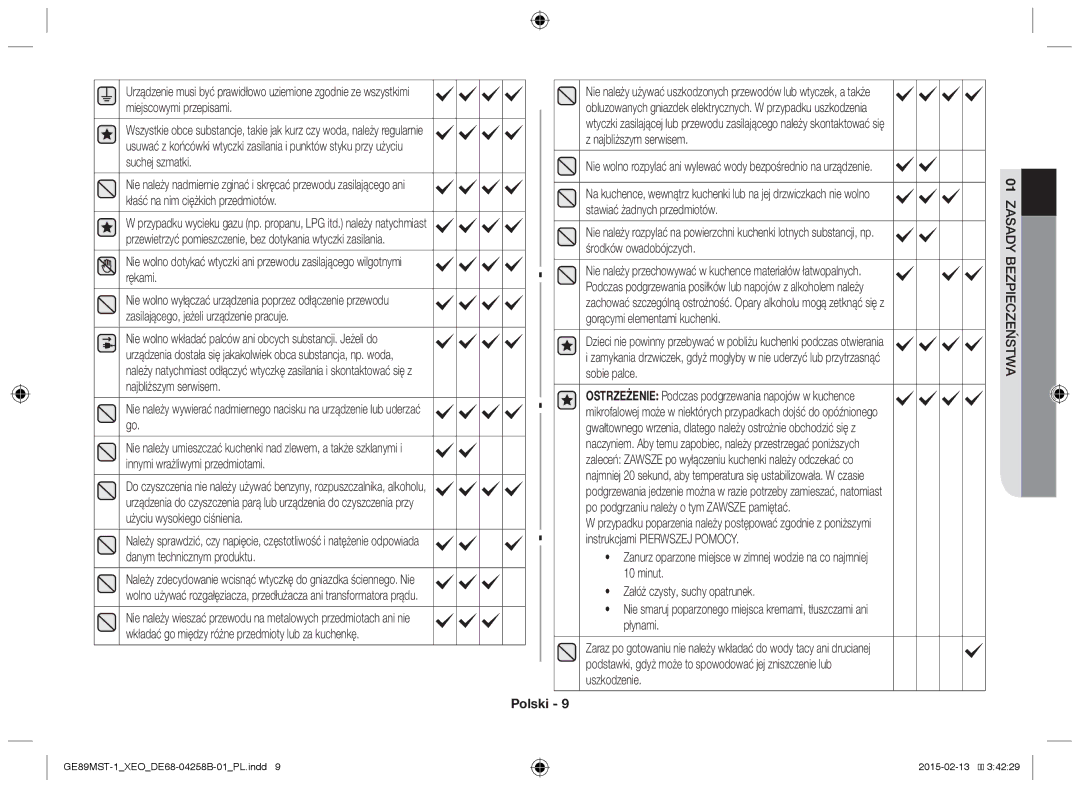 Samsung GE89MST-1/XEG manual Płynami 