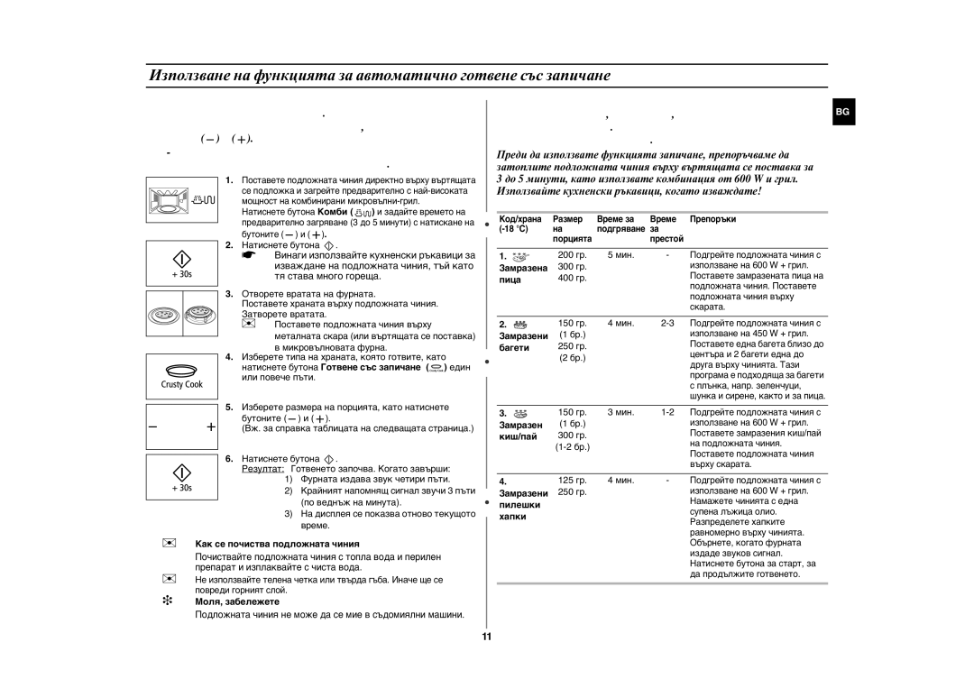 Samsung GE89MST/BOL, GE89MST/BAL manual Използване на функцията за автоматично готвене със запичане 