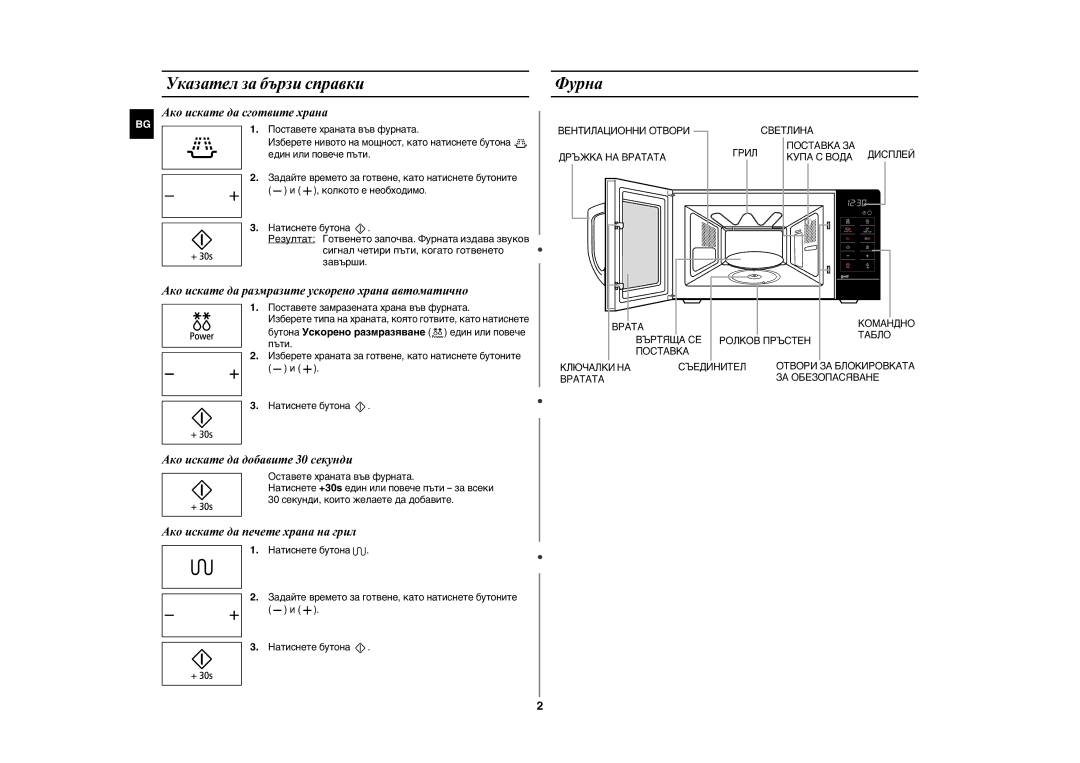 Samsung GE89MST/BAL, GE89MST/BOL manual Указател за бързи справки, Фурна 