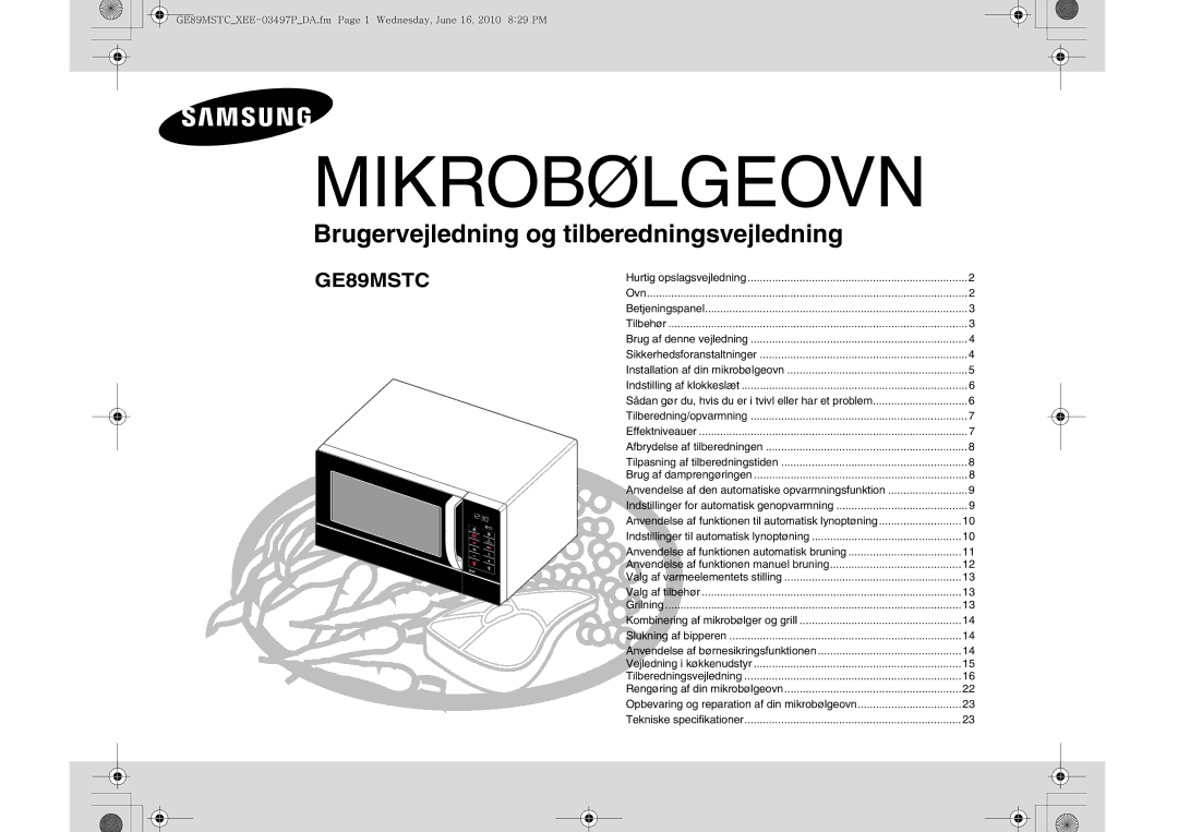 Samsung GE89MSTC/XEE manual Mikrobølgeovn 