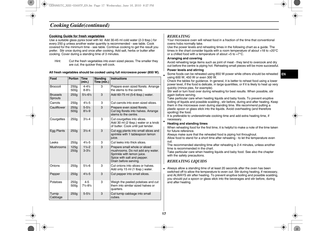 Samsung GE89MSTC/XEE manual Reheating Liquids 