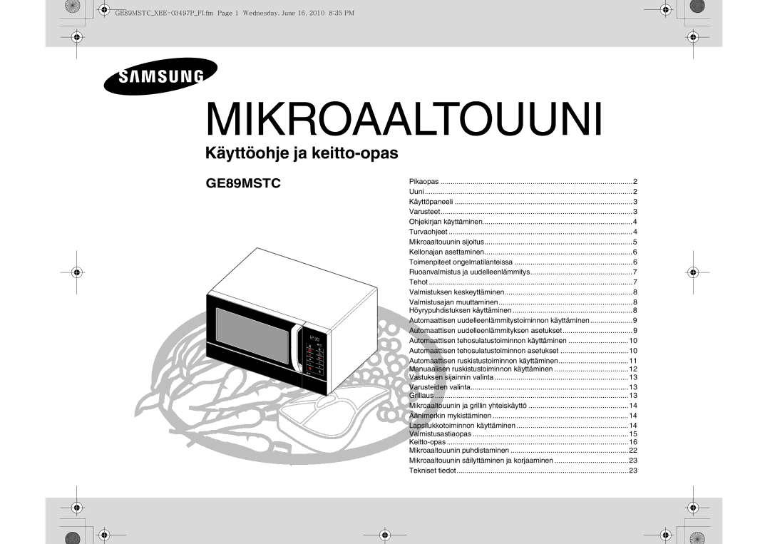 Samsung GE89MSTC/XEE manual Mikroaaltouuni 