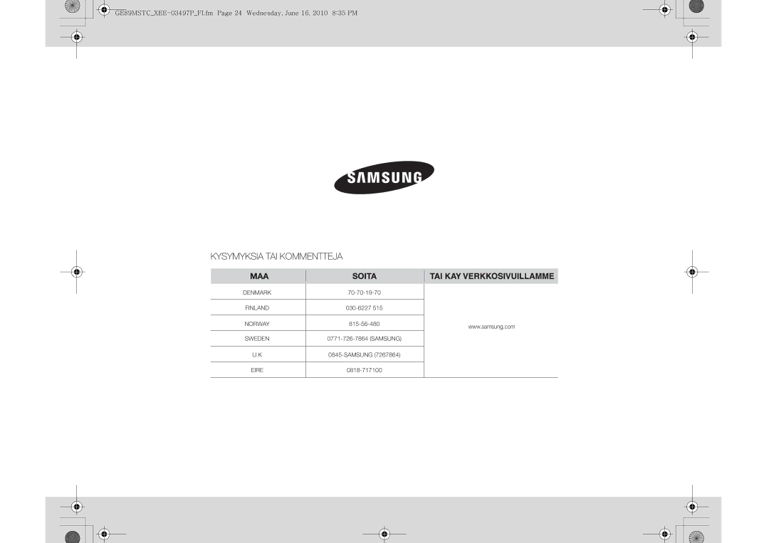 Samsung GE89MSTC/XEE manual Denmark 