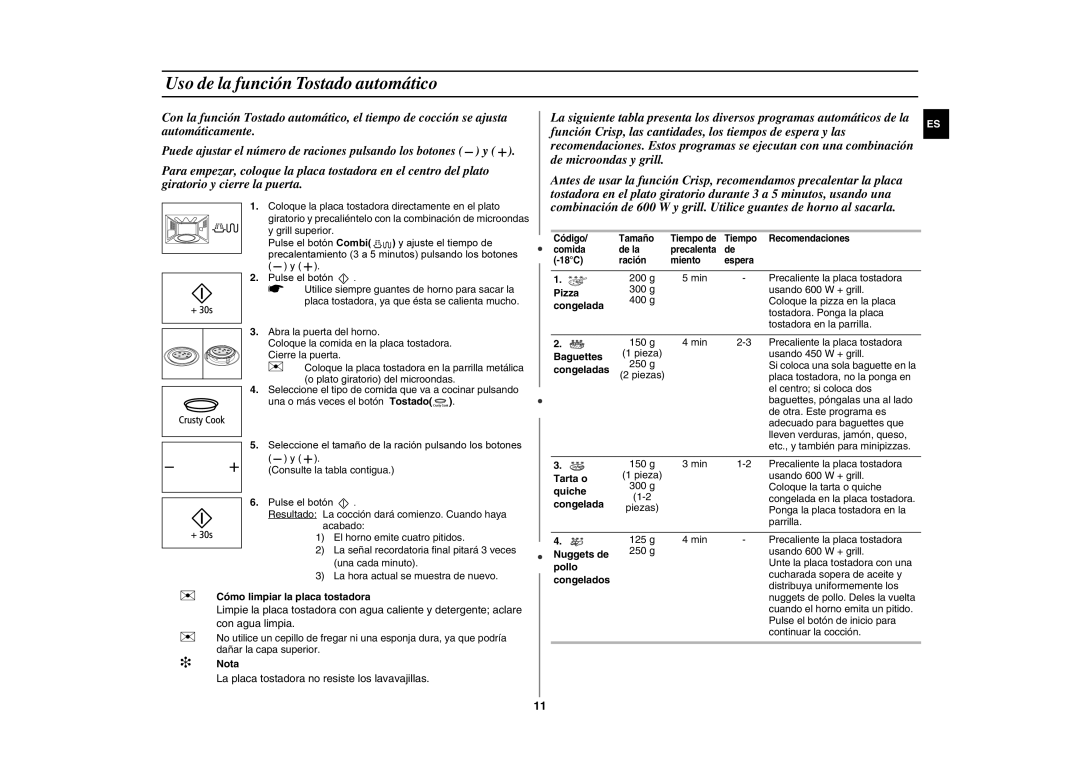 Samsung GE89MST/XEC manual Uso de la función Tostado automático 