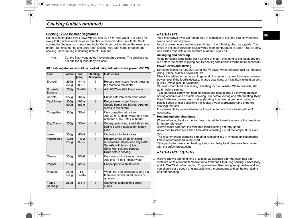 Samsung GE89MST/ELE, GE89MST/XEG manual Reheating Liquids 