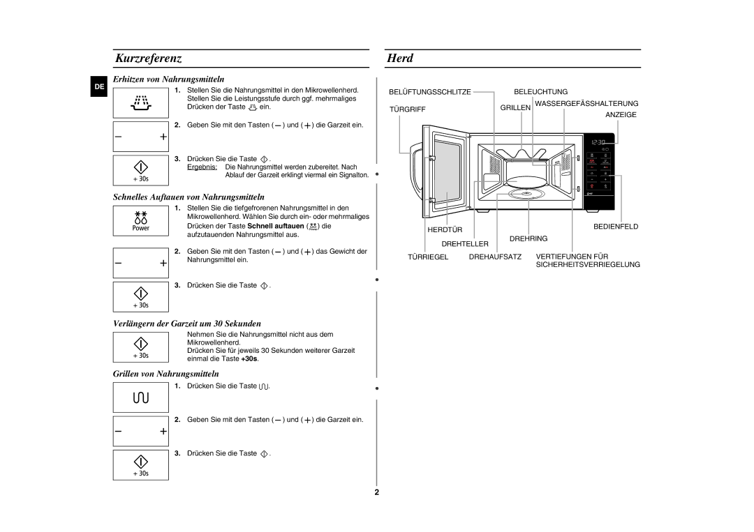 Samsung GE89MST/XEG manual Kurzreferenz, Herd 