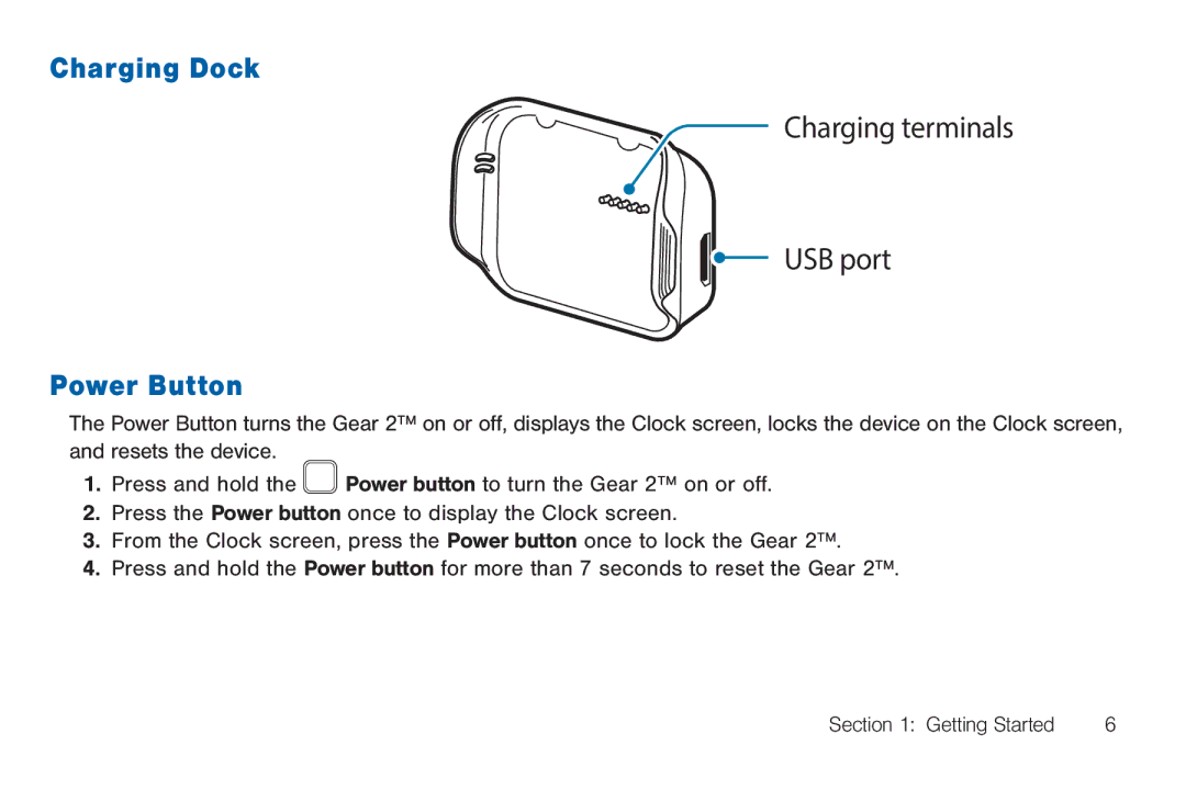 Samsung BN66, GEN, SMA380, 40914 user manual Charging Dock, Power Button 