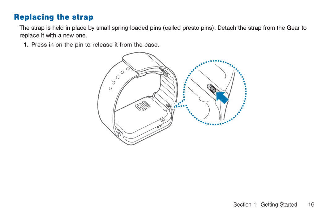 Samsung SMA380, GEN, 40914, BN66 user manual Replacing the strap 