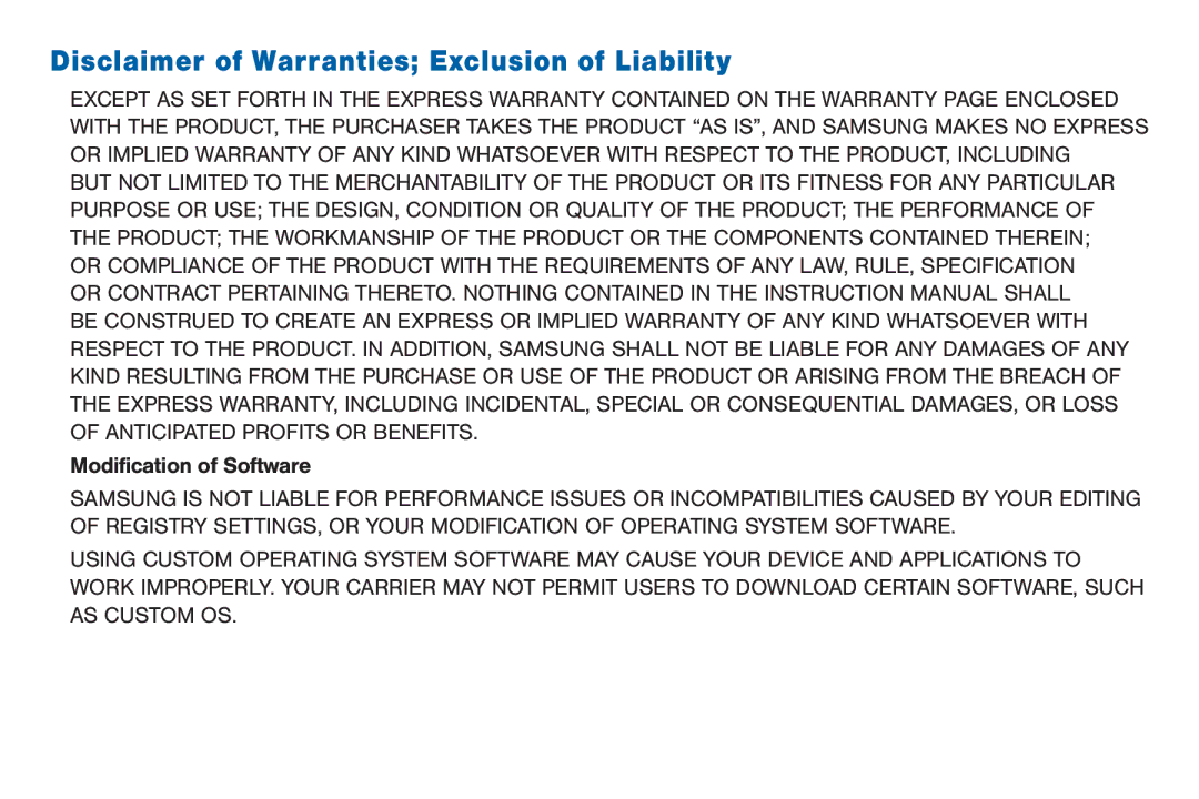 Samsung BN66, GEN, SMA380, 40914 user manual Disclaimer of Warranties Exclusion of Liability 