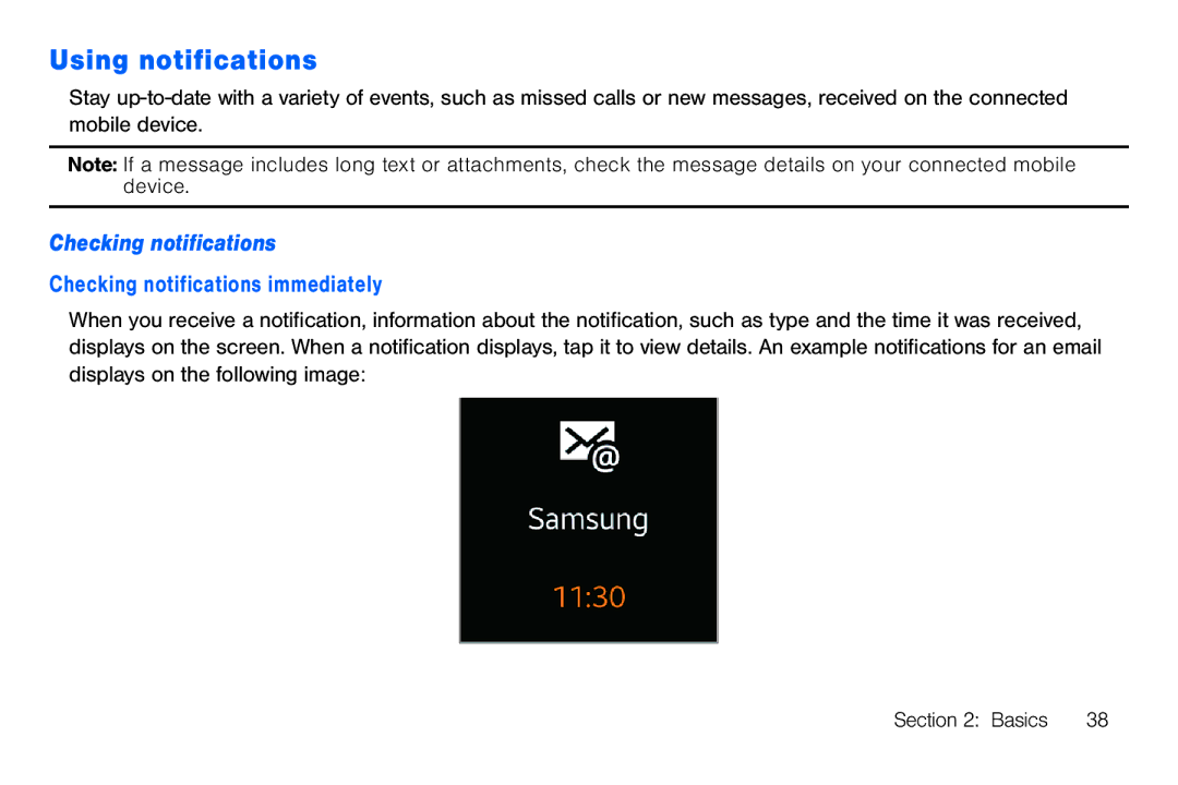 Samsung BN66, GEN, SMA380, 40914 user manual Using notifications, Checking notifications 