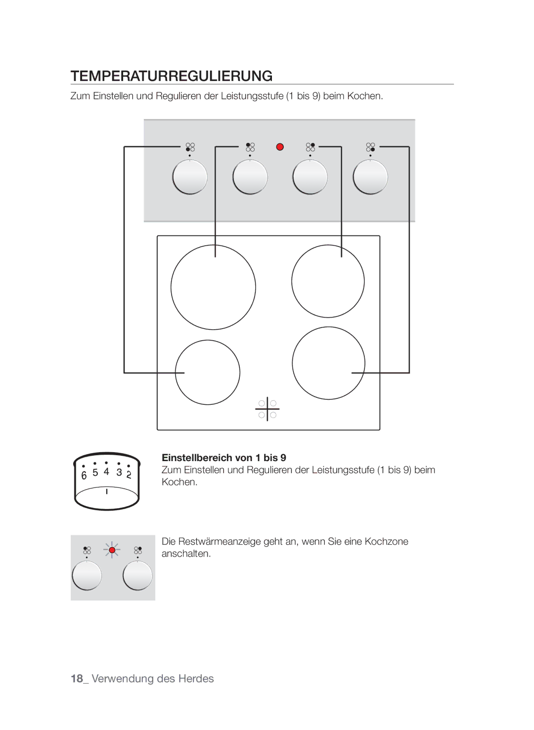 Samsung GF3C4T206/XEG manual Temperaturregulierung, Einstellbereich von 1 bis 