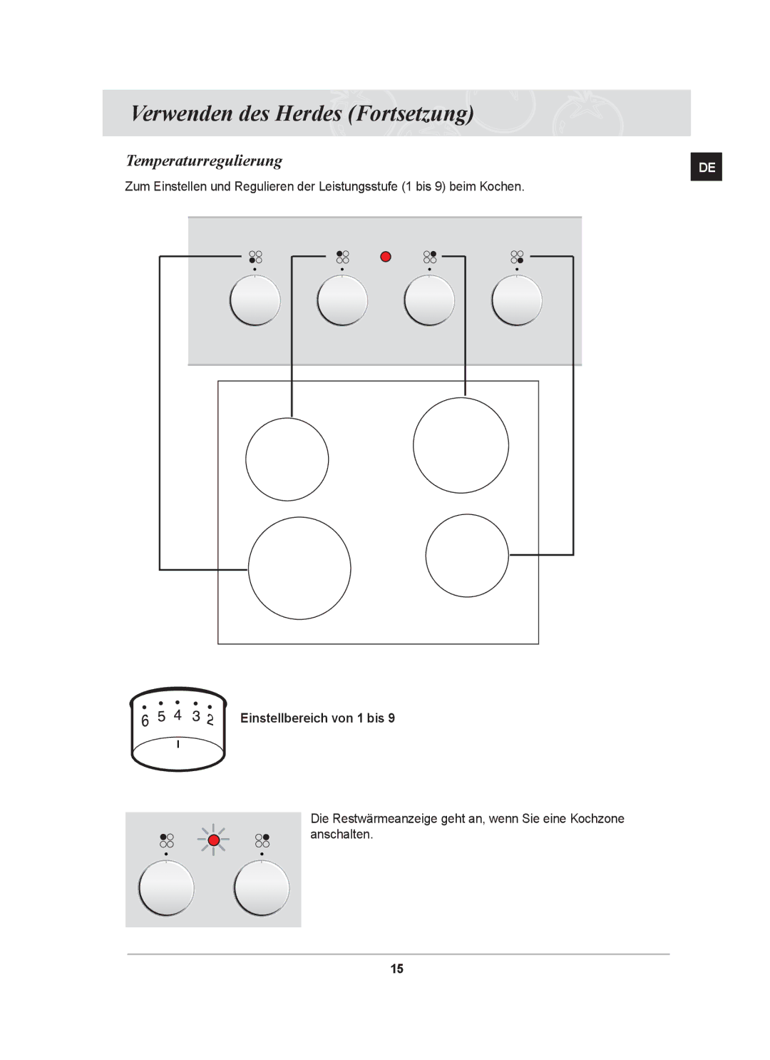 Samsung GF3N3T002/XEG manual Temperaturregulierung 