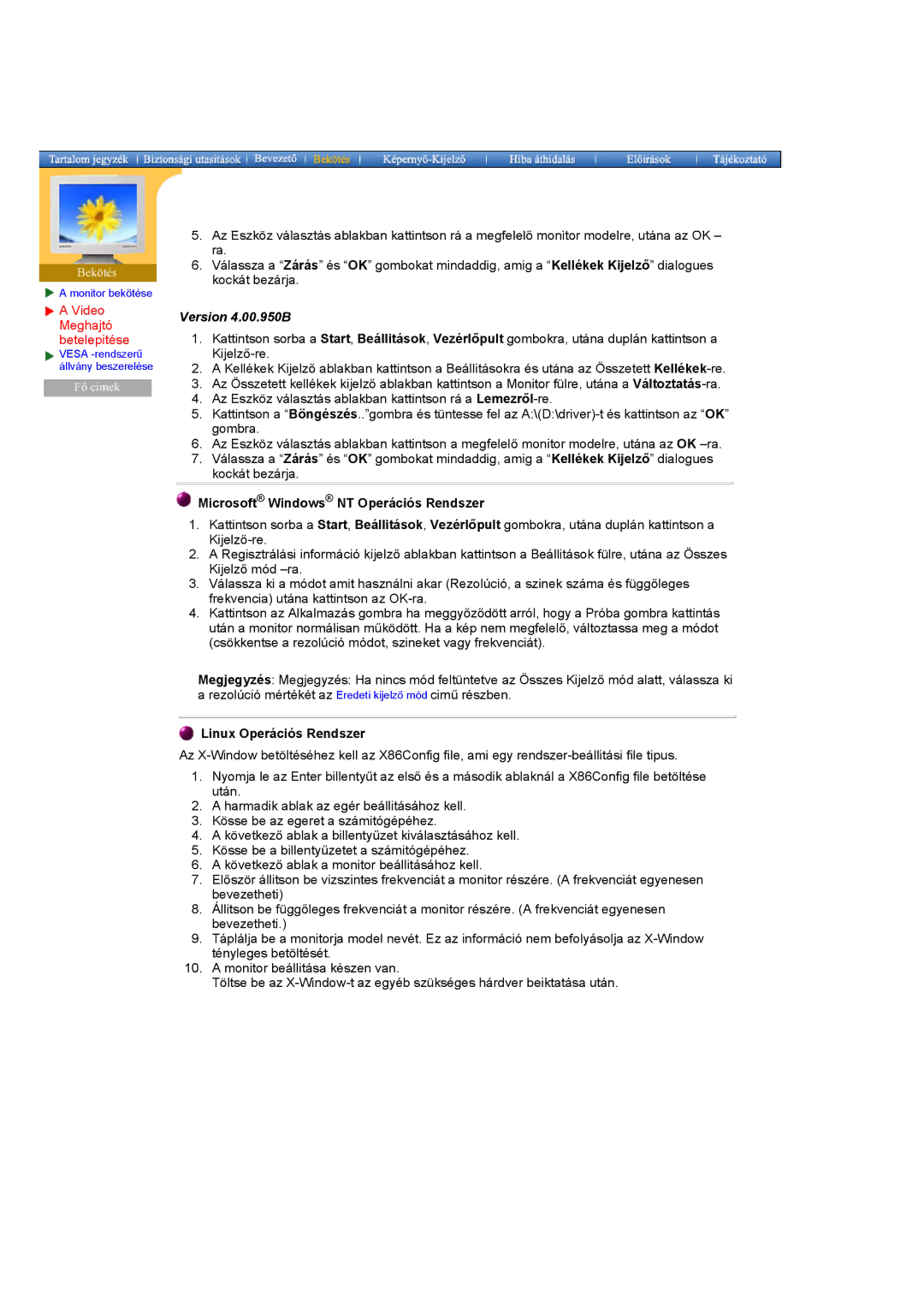 Samsung GH15ESAS/EDC, GG15ESAN/EDC, GH15ESAN/EDC manual Microsoft Windows NT Operációs Rendszer, Linux Operációs Rendszer 