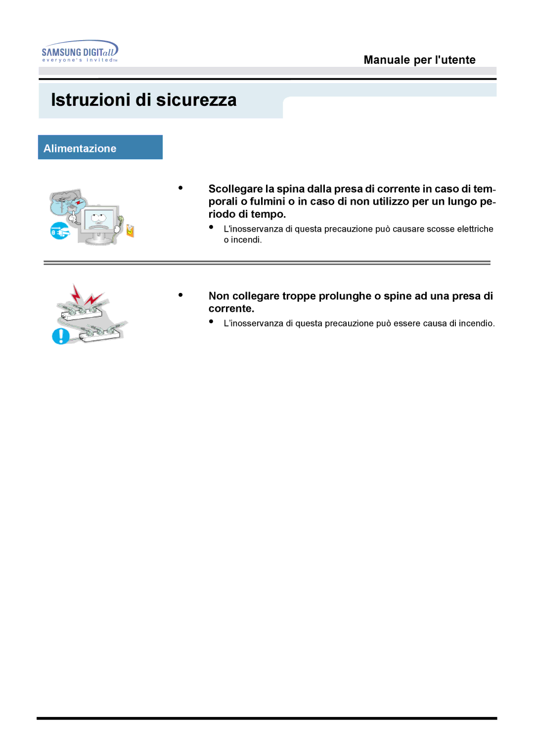 Samsung GG15ASAN/EDC, GG15LSSNZ/EDC, GH15LSSN/EDC, GG15ASAB/EDC, GH15LSAN/EDC, GG15LSSN/EDC manual Istruzioni di sicurezza 