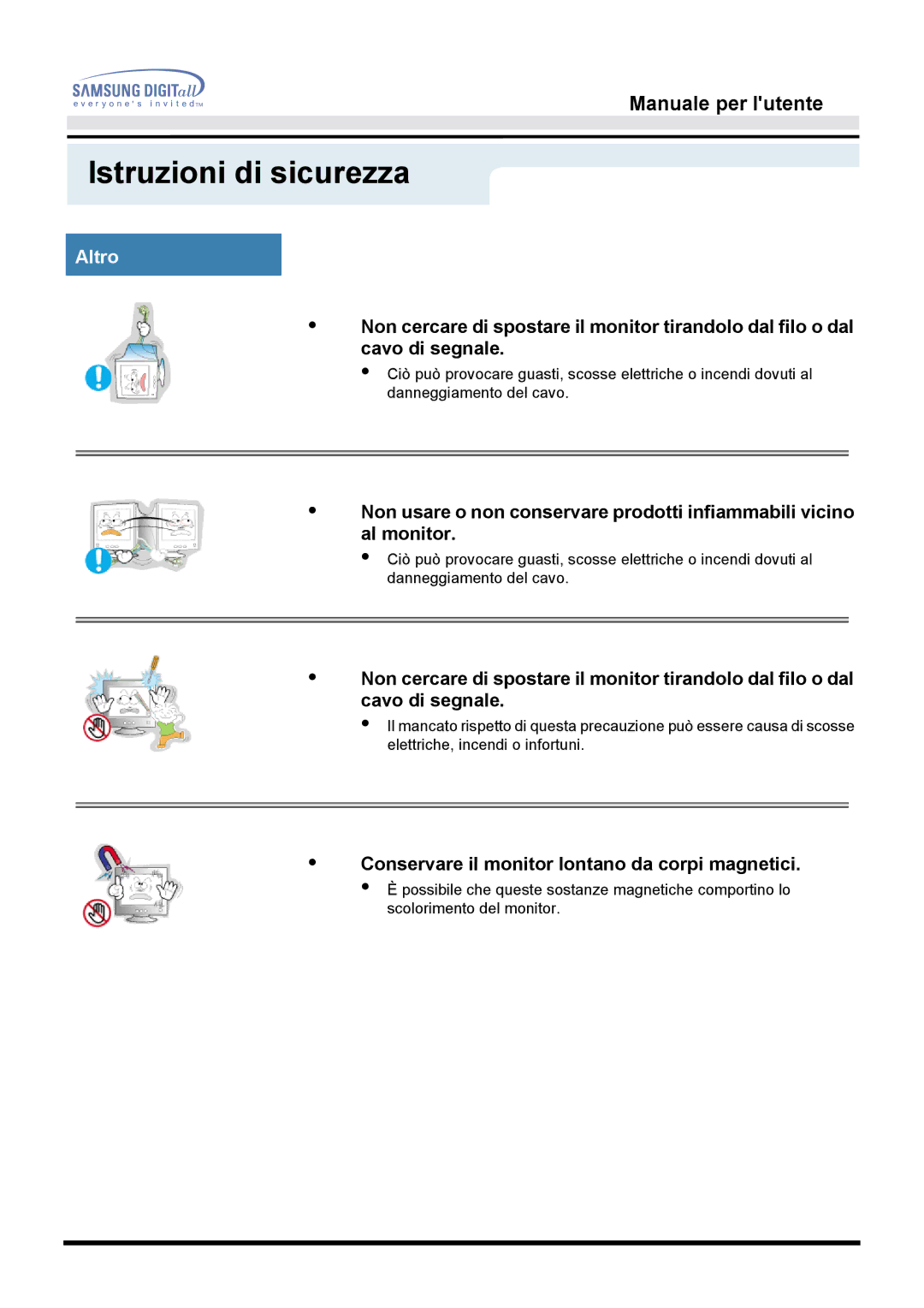 Samsung GH15DSSN/EDC manual Conservare il monitor lontano da corpi magnetici 