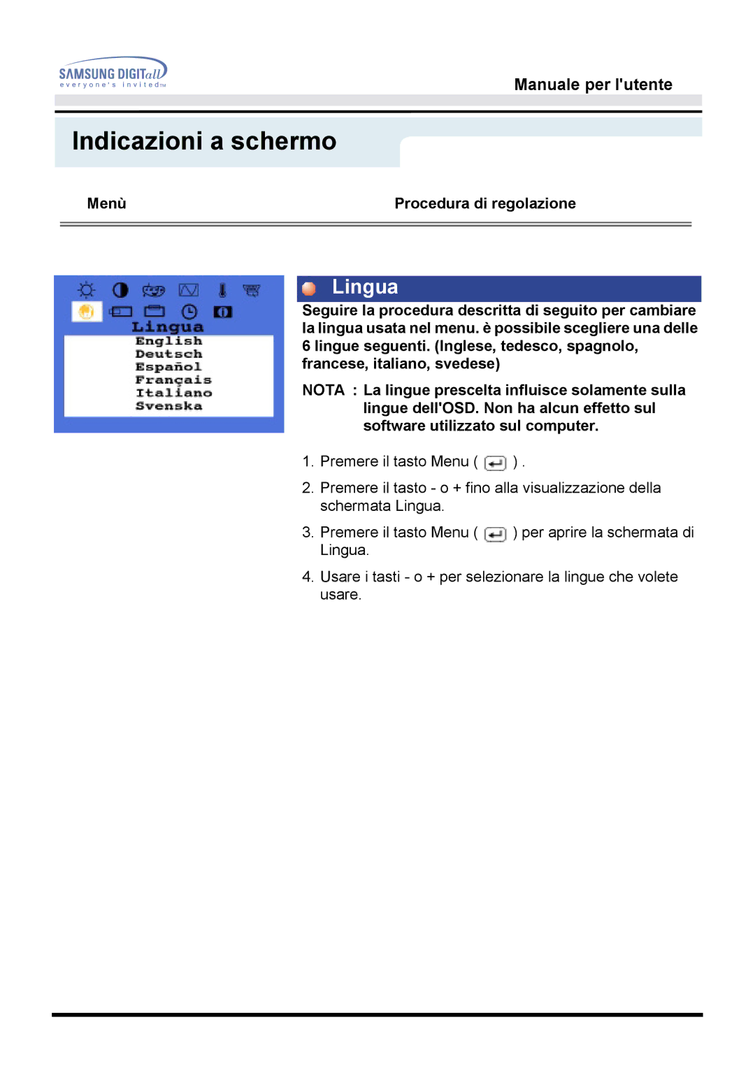 Samsung GH15DSSN/EDC manual Lingua 