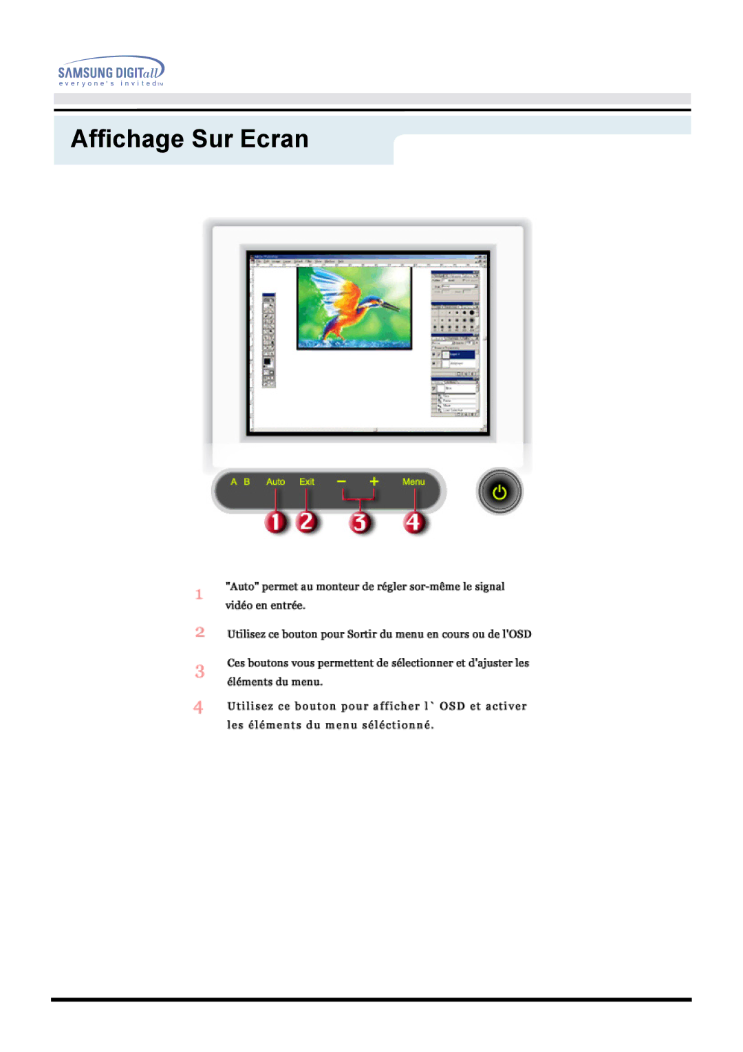 Samsung GH15PSAS/EDC manual Affichage Sur Ecran 