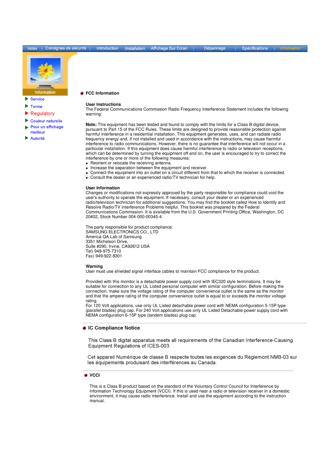 Samsung GH15PSAS/EDC manual Regulatory, IC Compliance Notice 