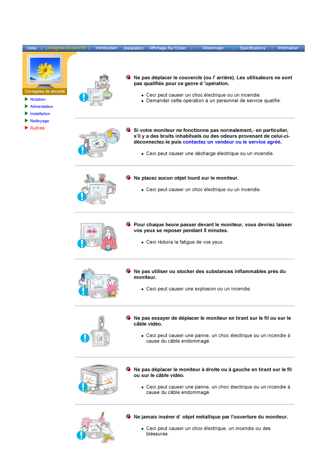 Samsung GH15PSAS/EDC manual Autres, Ne placez aucun objet lourd sur le moniteur 