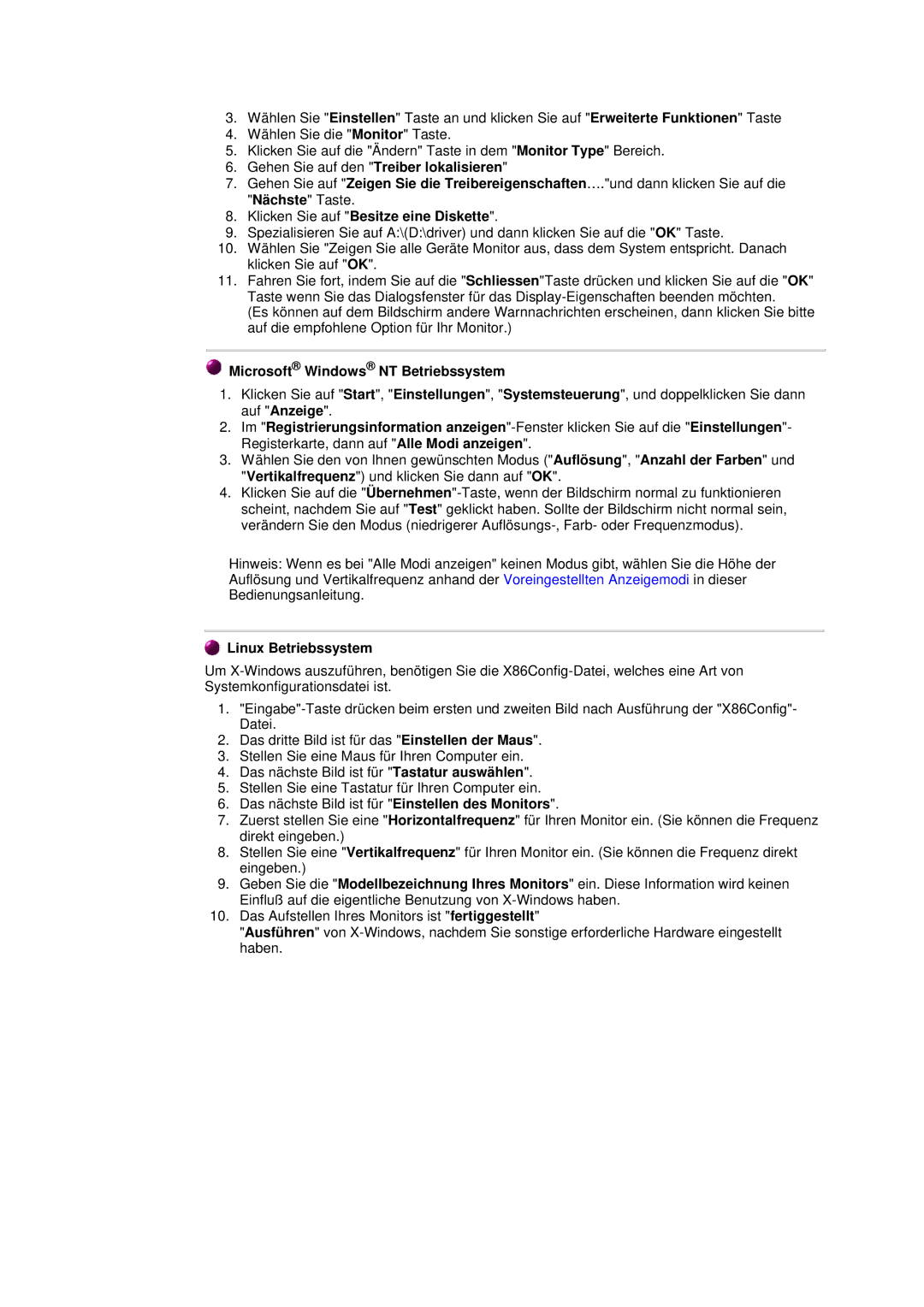 Samsung GH15PSAS/EDC Klicken Sie auf Besitze eine Diskette, Microsoft Windows NT Betriebssystem, Linux Betriebssystem 