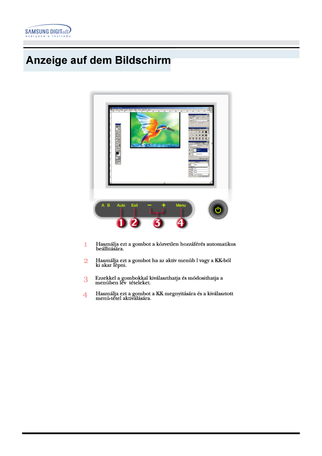 Samsung GH15PSAS/EDC manual Anzeige auf dem Bildschirm 