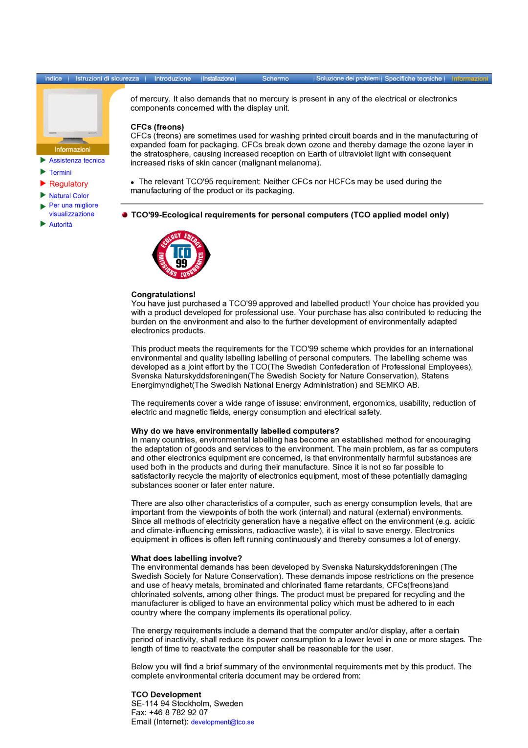 Samsung GH17ASAS/EDC manual CFCs freons, Why do we have environmentally labelled computers?, TCO Development 